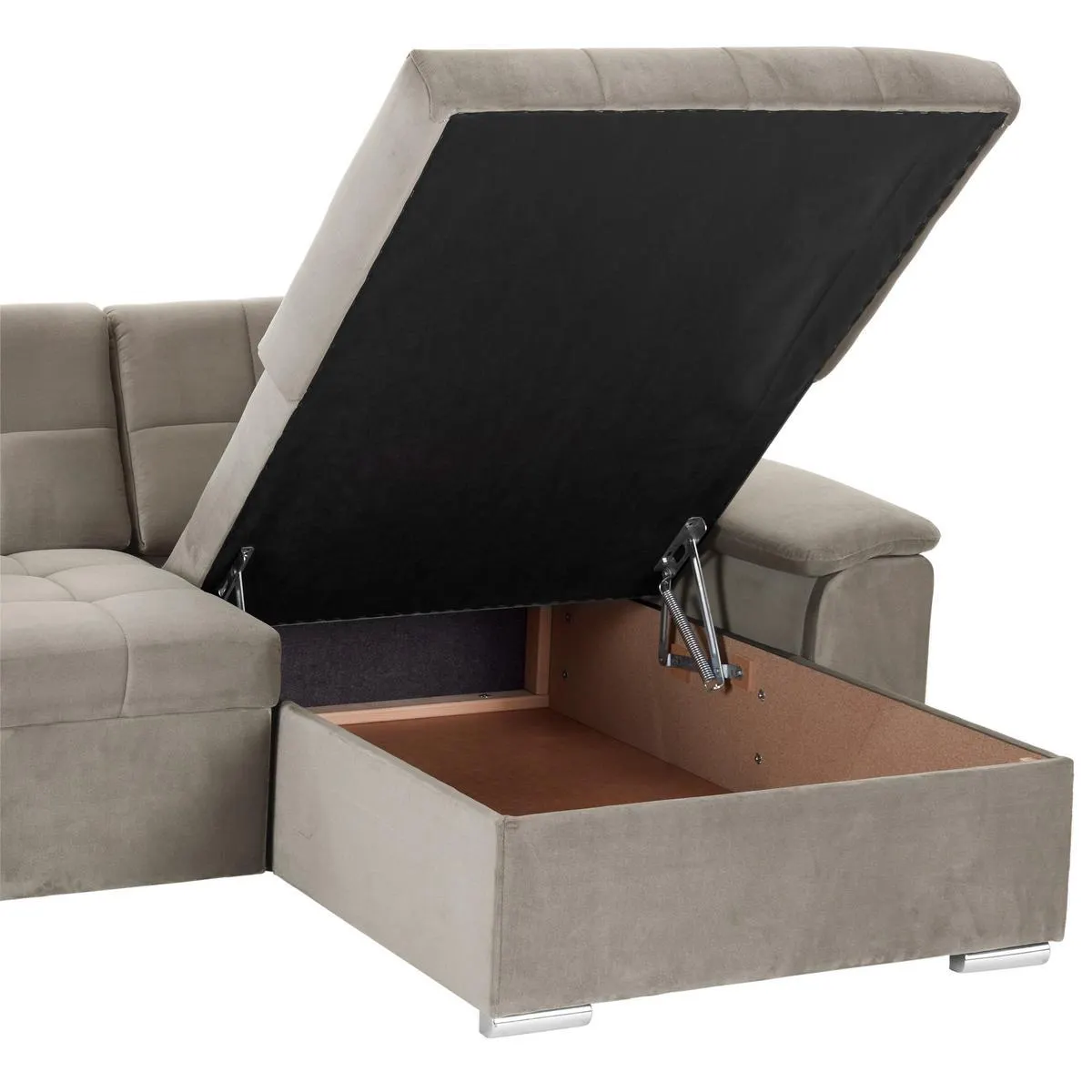 mit Schlaffunktion und Bettkasten Beige