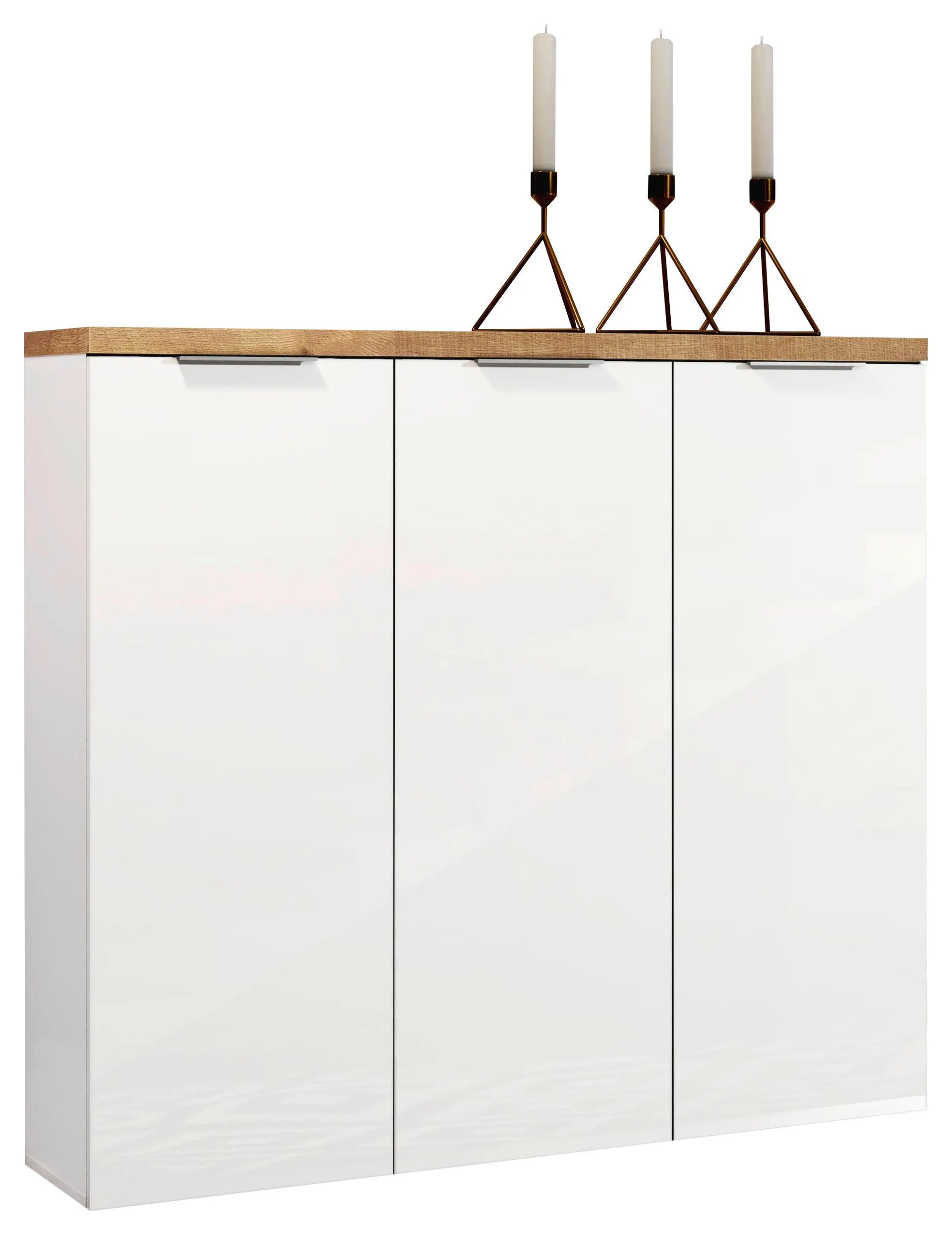 SKRINKA NA TOPÁNKY, biela, farby duba, 120/115/34 cm