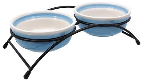 Set Magic Cat misky keramické se stojánkem šedé 2*12,5x5cm