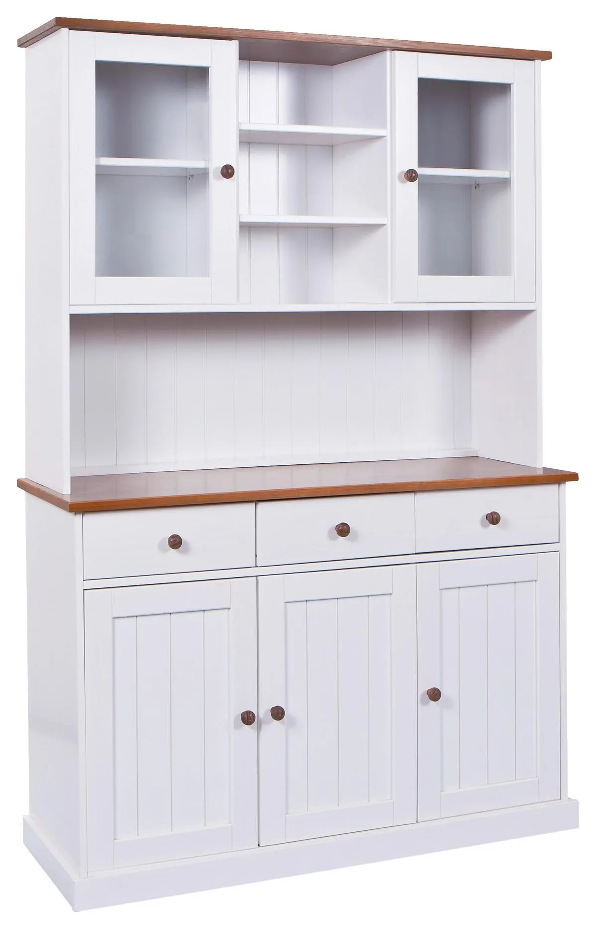 PRÍBORNÍK S VITRÍNOU, borovica, biela, 131/191/45 cm