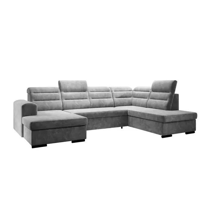 Rozkladacia sedacia súprava, tmavosivá, pravá, KLOUDY U