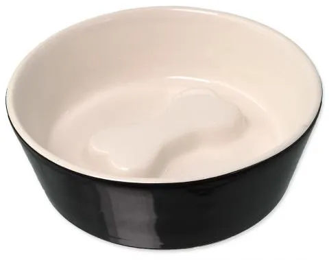 Dog FantasyKosť miska keramická 13x4,5 cm čierno/biela