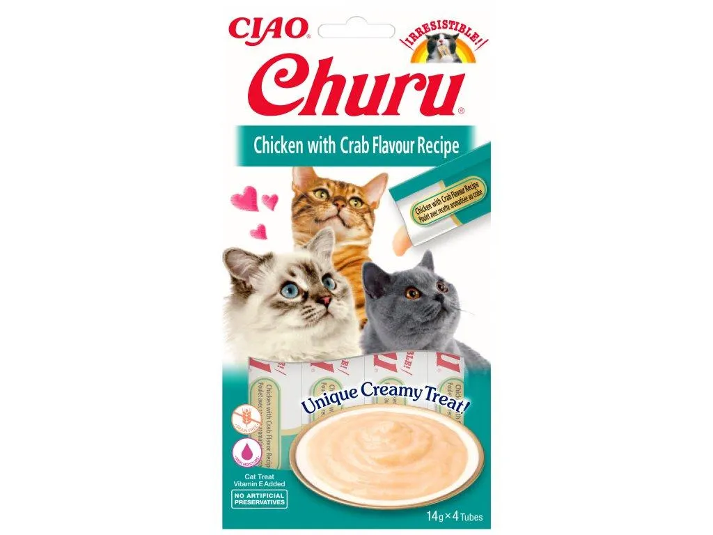 Churu cat mäsové pyré - kura, krab 56g