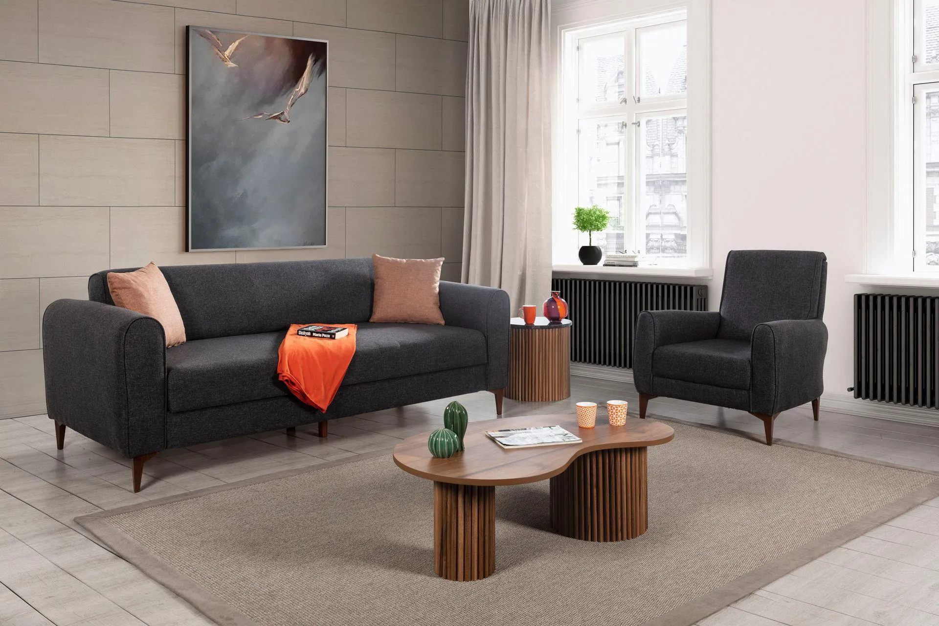 Grano Yataklı Sandıklı Koltuk Takımı, Antrasit