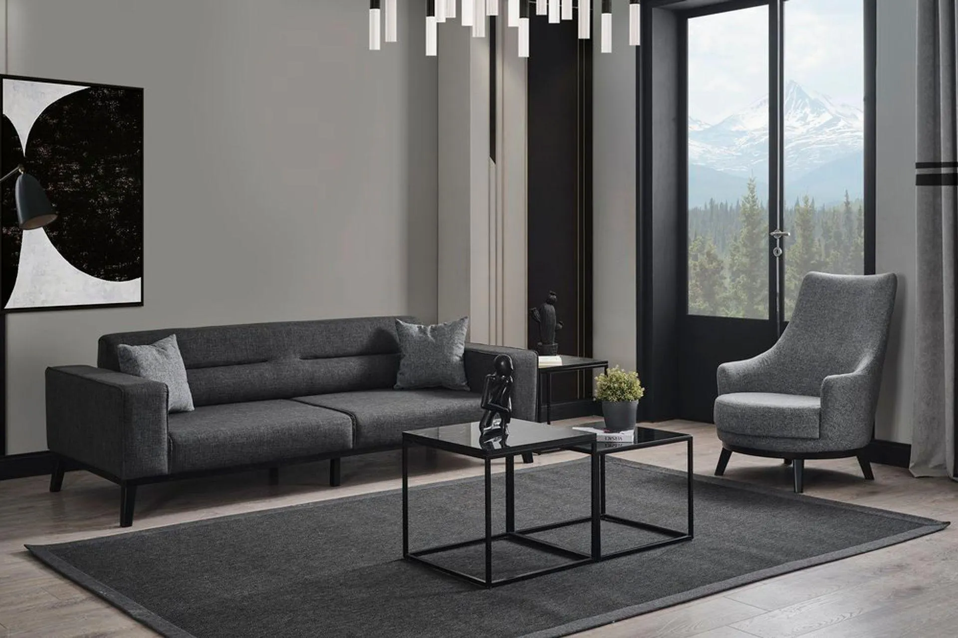 BARCELONA KOLTUK TAKIMI, GRİ (LR3-258)