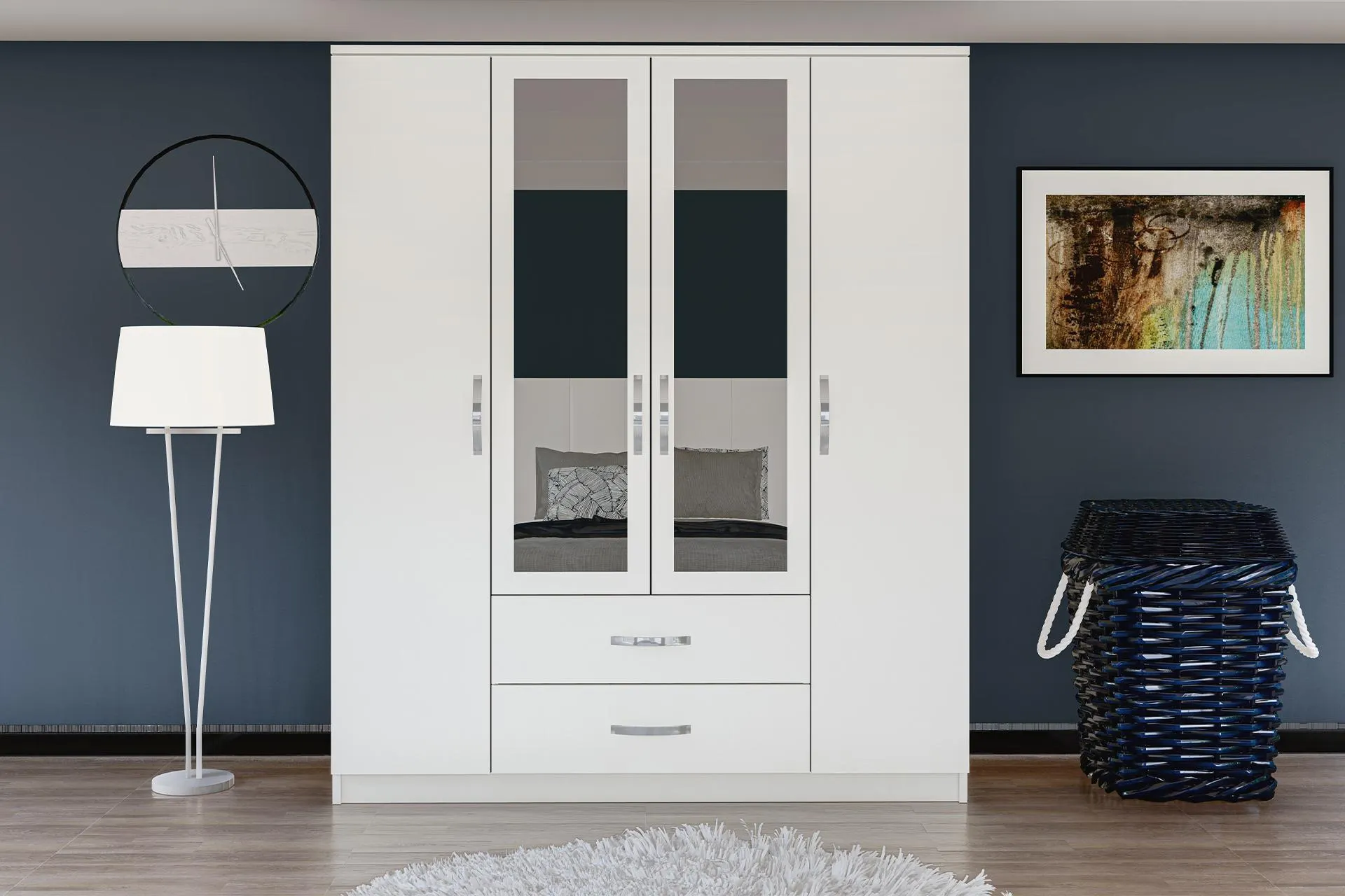 METALİA ESİL AYNALI GARDIROP, 4 KAPI 2 ÇEKMECELİ (MF5-113)