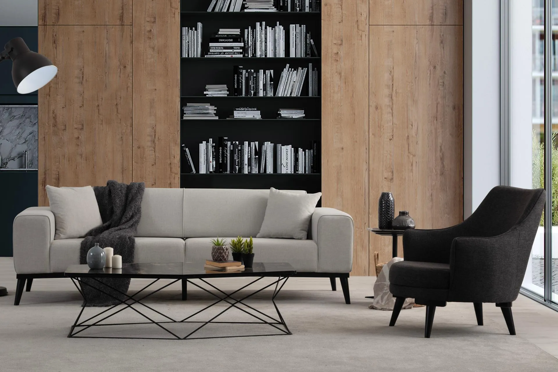 BASİC KOLTUK TAKIMI, BEJ ANTRASİT (LR3-484)