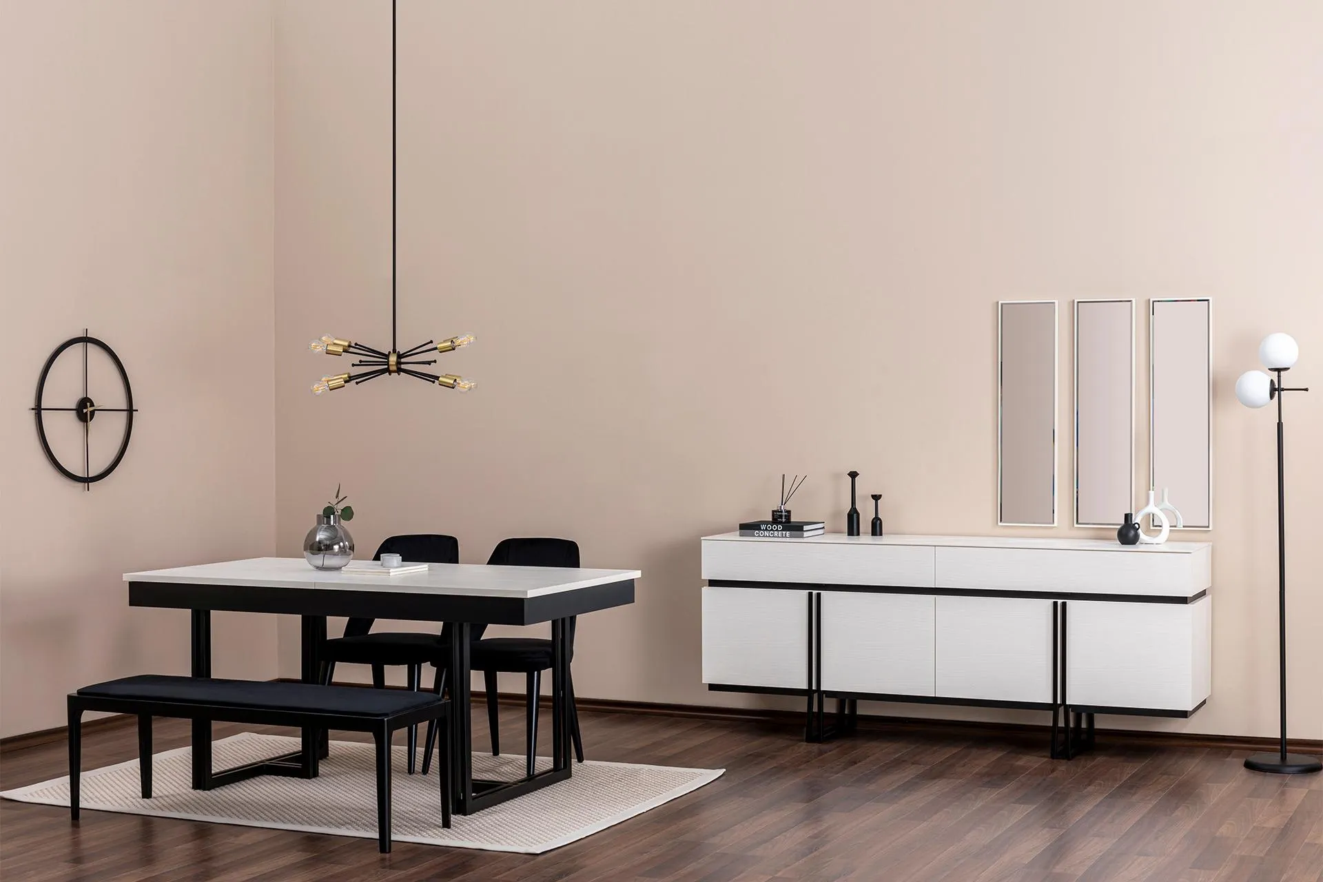 LİNE YEMEK ODASI TAKIMI SEDEF SİYAH (SG4-109)