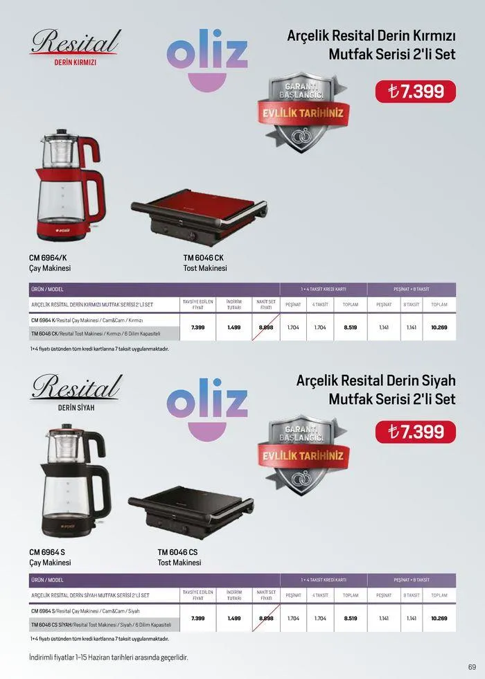 Katalog Arçelik Genel Kataloğu 1 Haziran - 15 Haziran 2024 - aktüel Sayfa 69