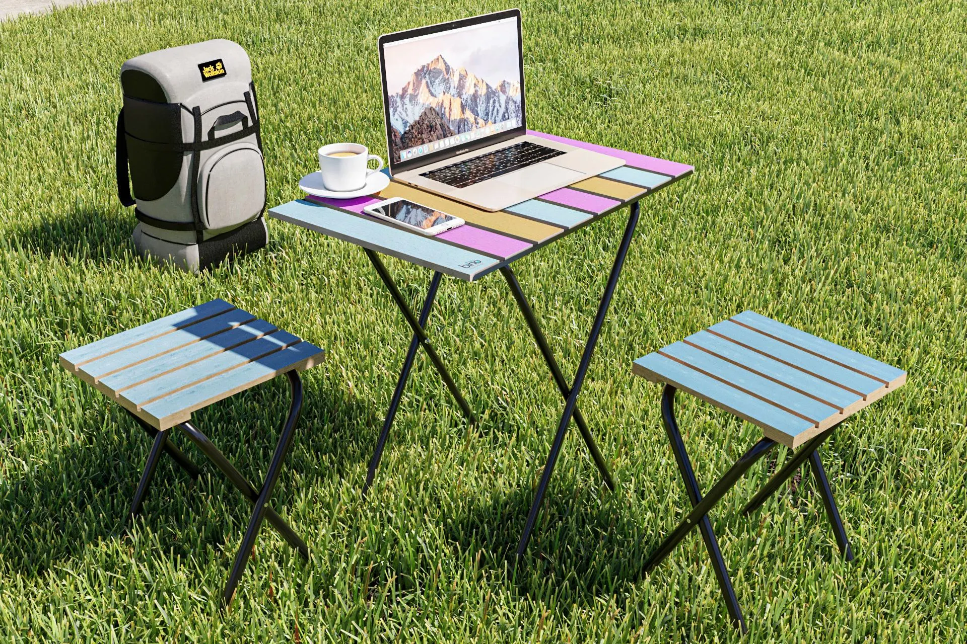 BİNO BAHÇE BİSTRO MASA SANDALYE TAKIMI, MAVİ (BN7-145)