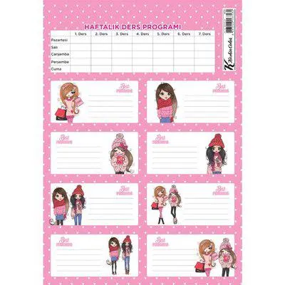 Keskin Best Firends Ders Programlı 3Lü Etiket