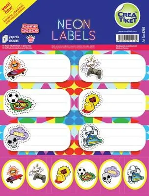 Crea Etiket Neon Çıkartma Game Space