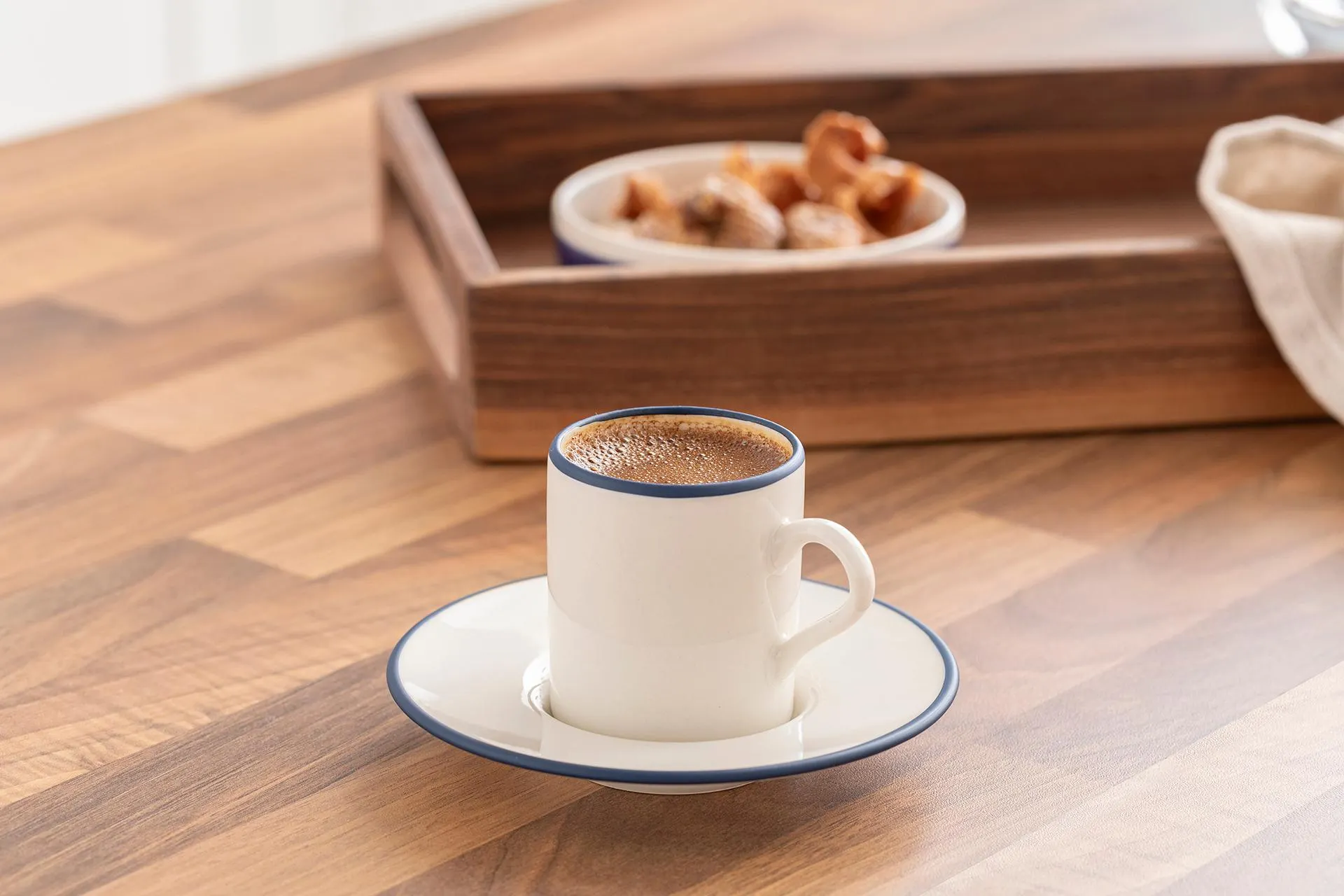 KİTCHEN ESSENTİALS LACİVERT RİMLİ 2 KİŞİLİK KAHVE FİNCANI SETİ, 4 PARÇA (ML5-102)