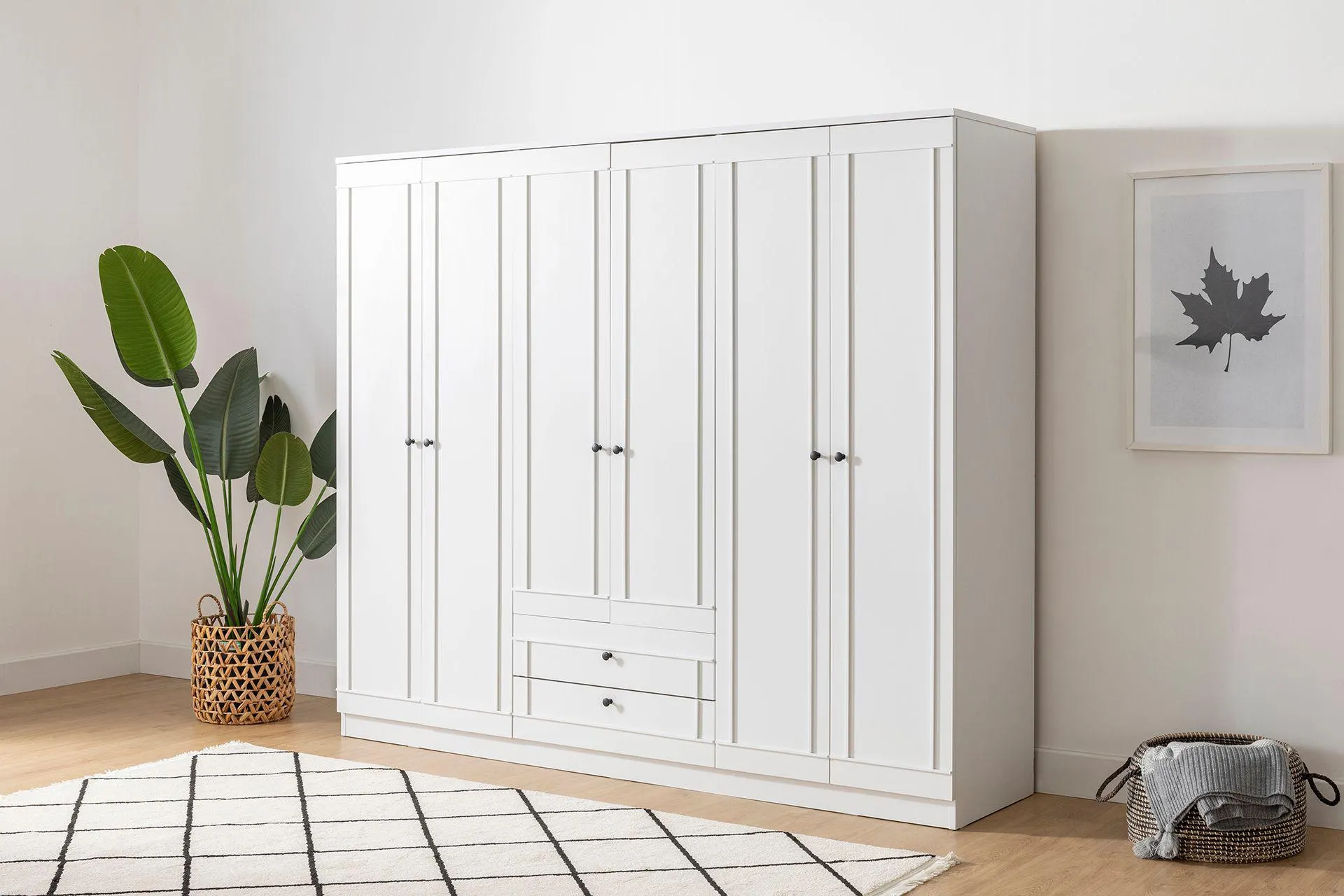 LİA GARDIROP, 6 KAPAK 2 ÇEKMECELİ, 210 CM (MF5-361)