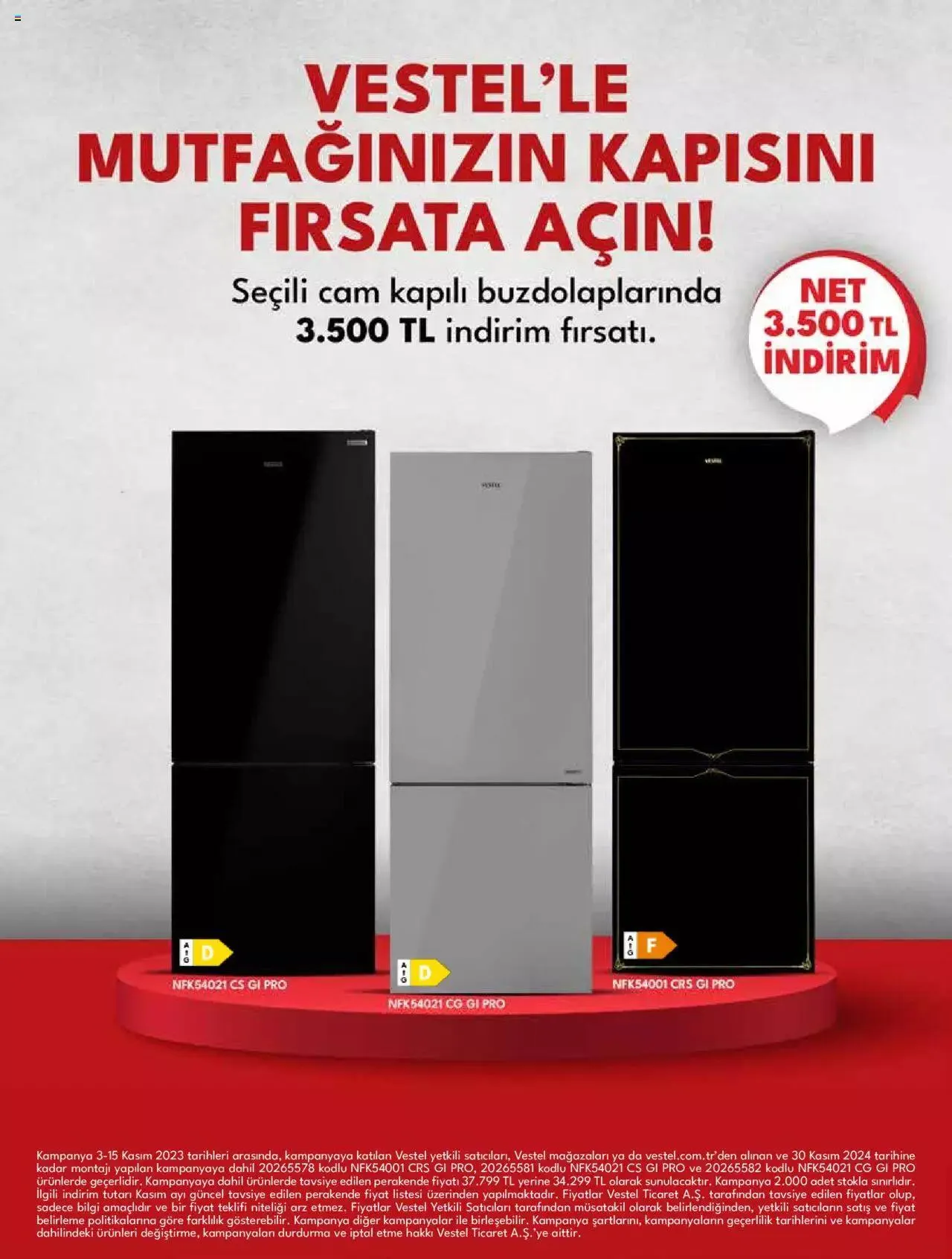 Katalog Vestel - Beyaz Eşya 1 Kasım - 15 Kasım 2023 - aktüel Sayfa 9
