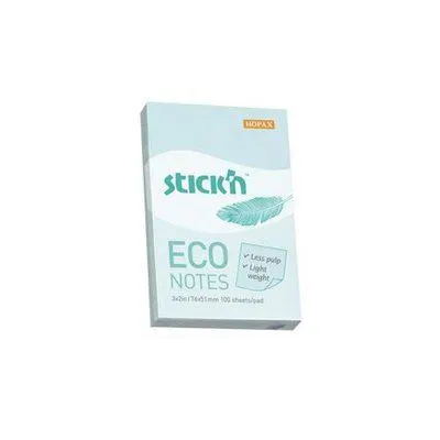 Hopax Not Kağıdı Stickn 76x51 Eco Notes Patel Mavi 100Yaprak