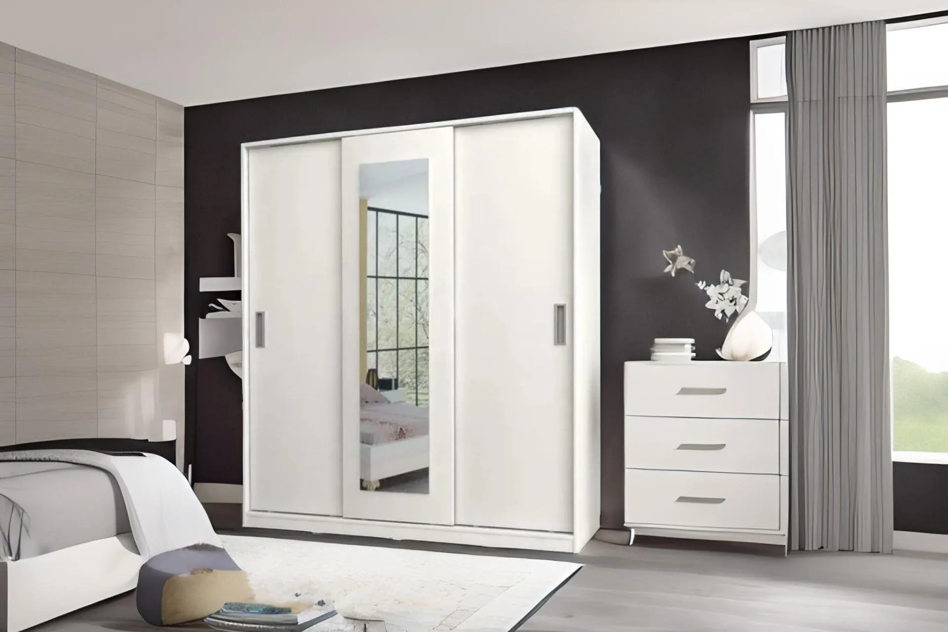 METALİA SLİNE AYNALI GARDIROP, 3 KAPAKLI SÜRGÜLÜ (MF5-134)