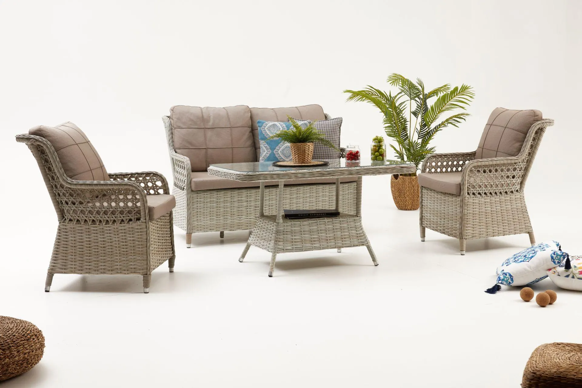 VENEZİA İKİLİ BAHÇE BALKON TAKIMI,BAL KÖPÜĞÜ (DV4-3735)