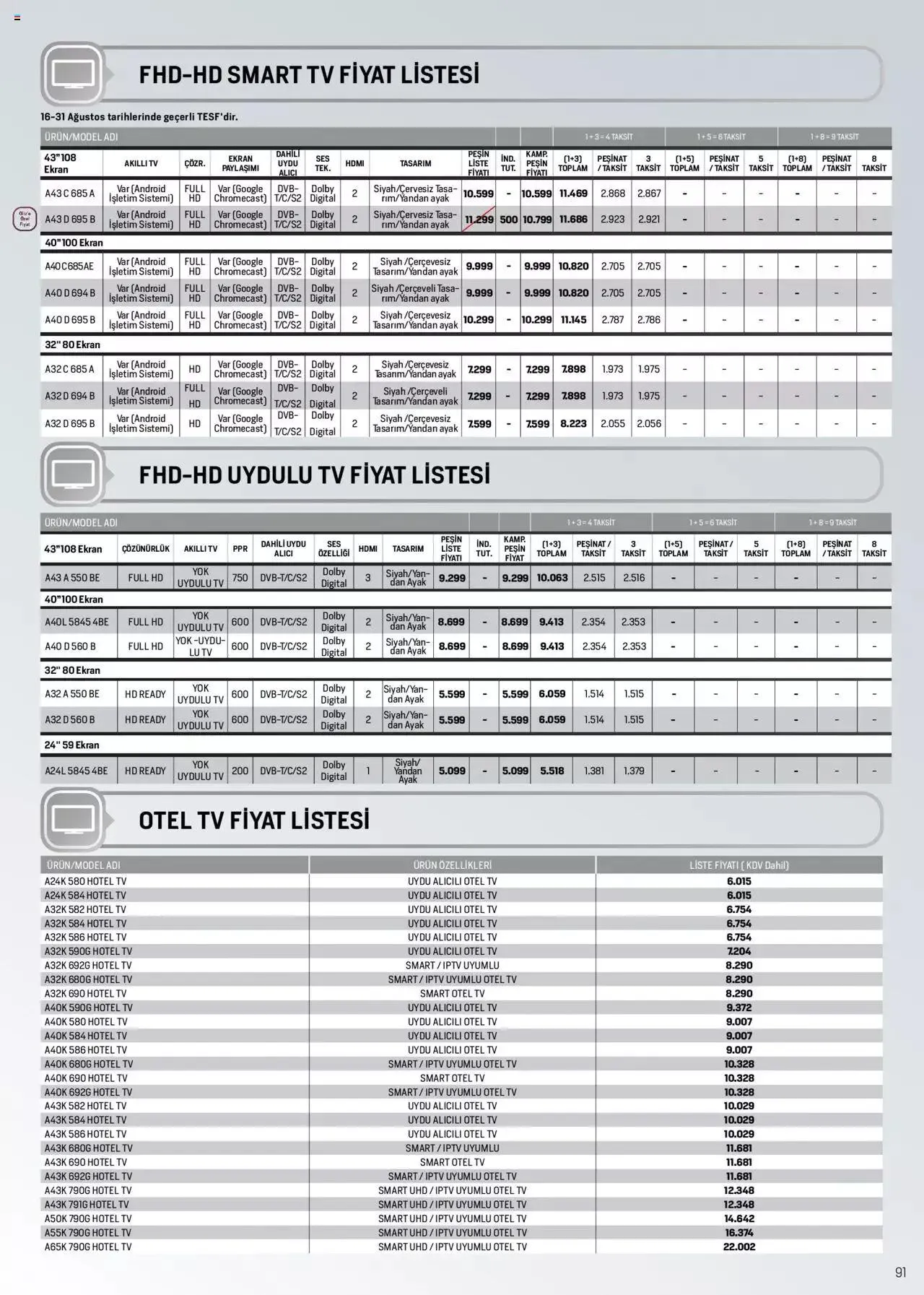 Katalog Arçelik Katalog 16 Ağustos - 31 Ağustos 2023 - aktüel Sayfa 91