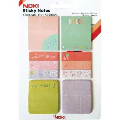 Noki Memo Baskılı Karışık Ölçü Yapışkanlı Notlar 20 Yp