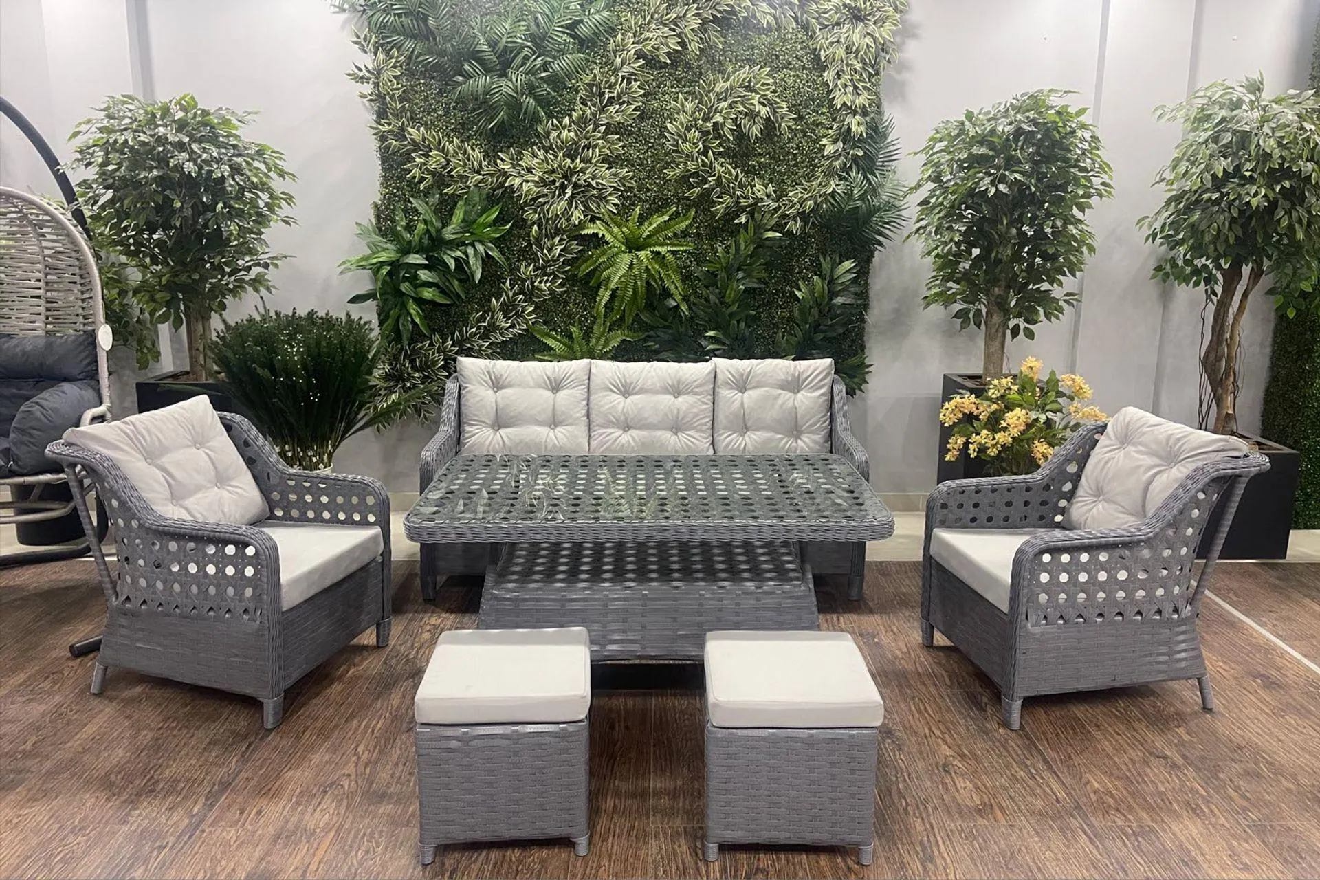 ANNAPARK VERANO RATTAN BAHÇE KOLTUK VE YEMEK MASASI TAKIMI, ANTRASİT (WT2-105)