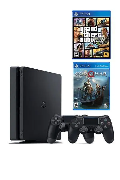 Sony Playstation 4 Slim 500 GB Oyun Konsolu-2. Playstation Kol-God Of War PS4 Oyun-GTA 5 PS Oyun (İthalatçı Garantili)
