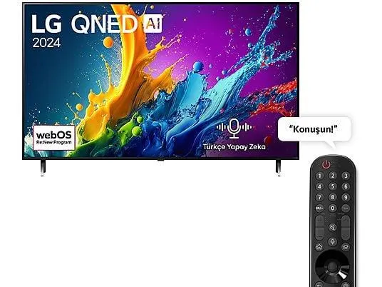 LG 55QNED80T 55 inç 139 Ekran 4K Smart AI Sihirli Kumanda HDR10 webOS24 QNED TV