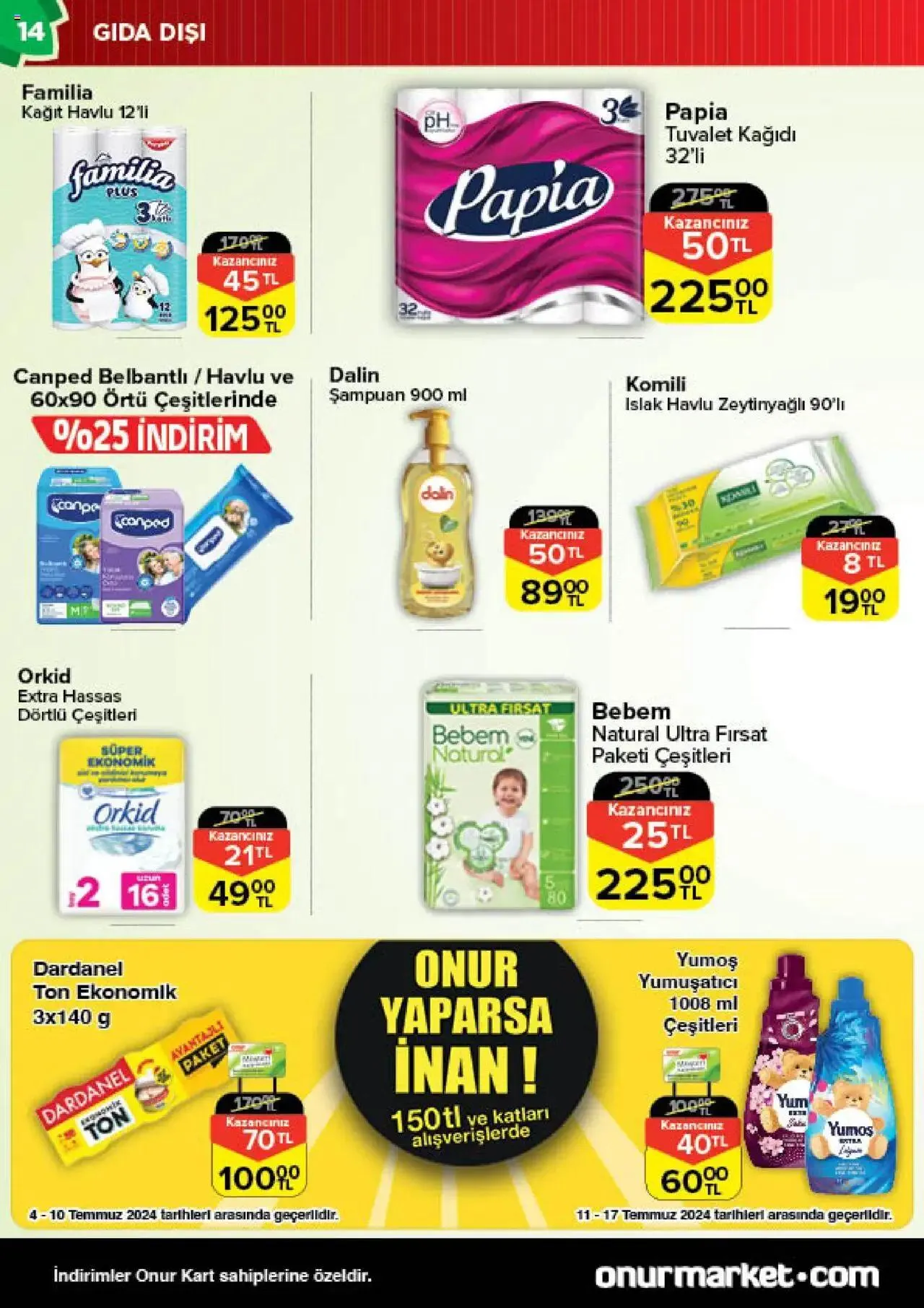 Katalog Onur Market Katalog Bursa 4 Temmuz - 17 Temmuz 2024 - aktüel Sayfa 14
