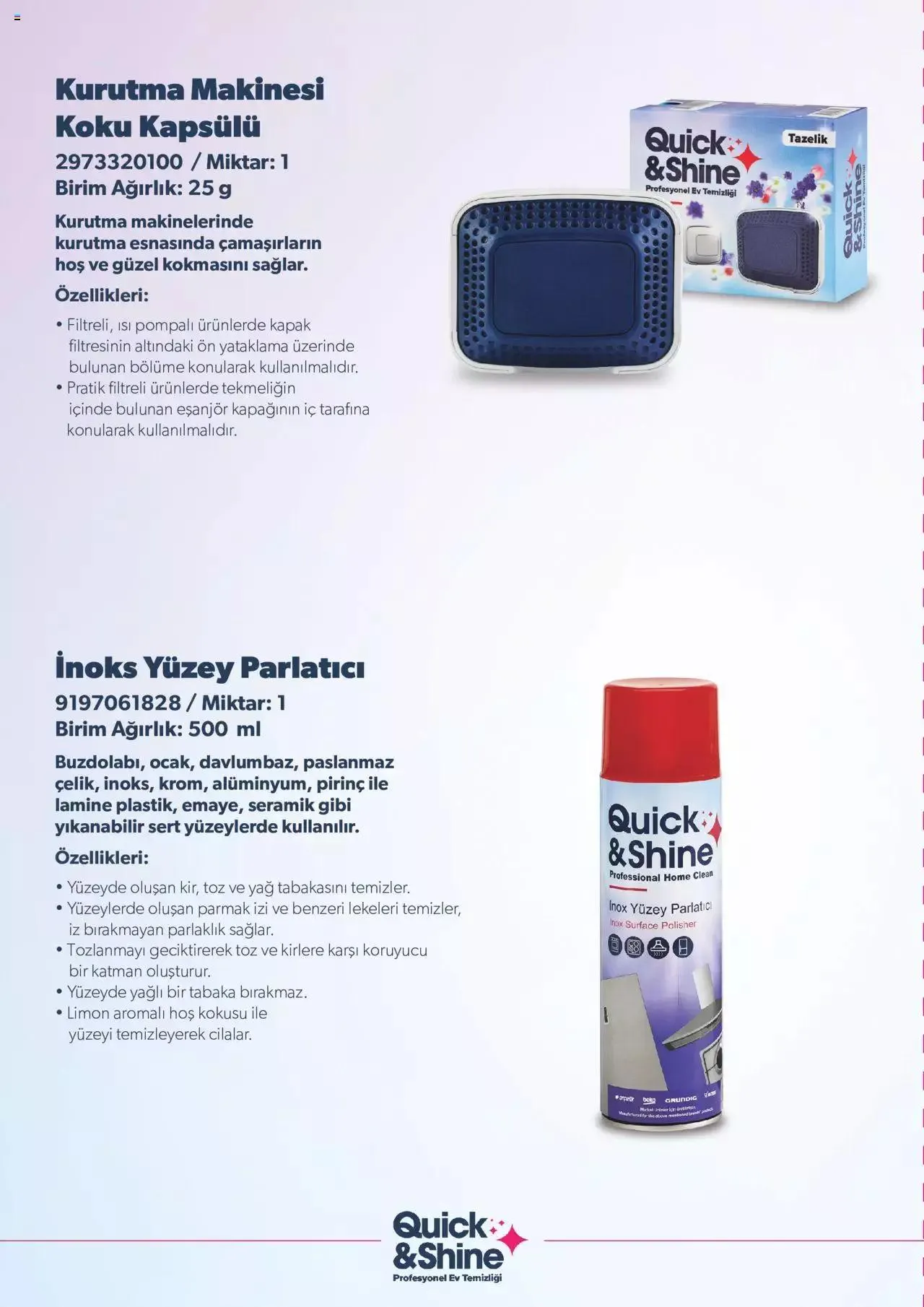 Katalog Arçelik Katalog - Quick & Shine Temizlik ve Bakım Ürünleri 1 Ocak - 31 Aralık 2023 - aktüel Sayfa 4