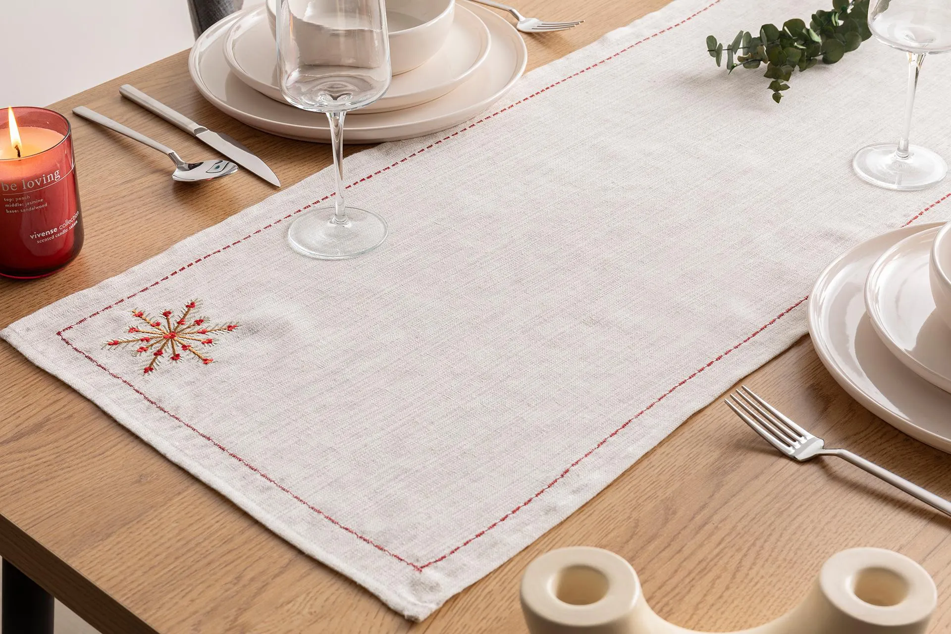 GLİTTER SNOWFLAKE NAKIŞLI RUNNER (DK5-108)