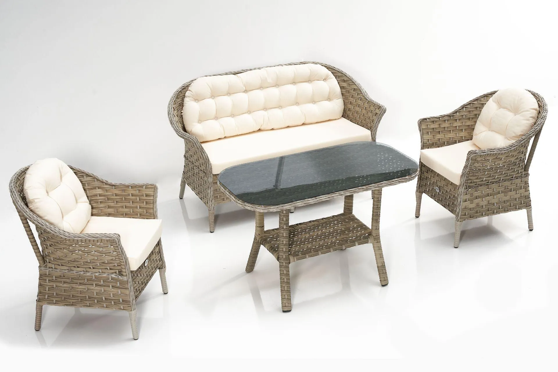 RATTAN LUNA ORKIDE İKİLİ SEHPALI TAKIM, KREM (DV4-5028)