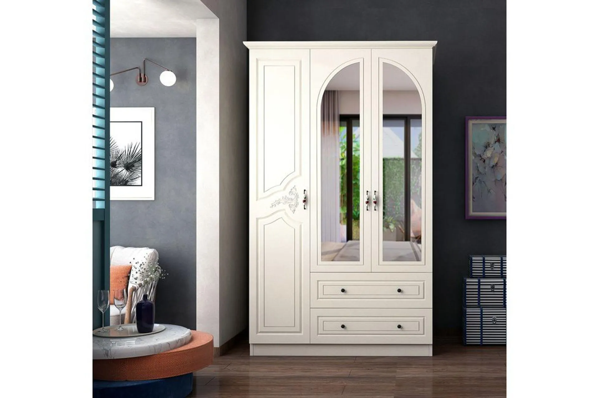 OLİMPOS GARDIROP, 3 KAPAK 2 ÇEKMECELİ (ZM3-100)