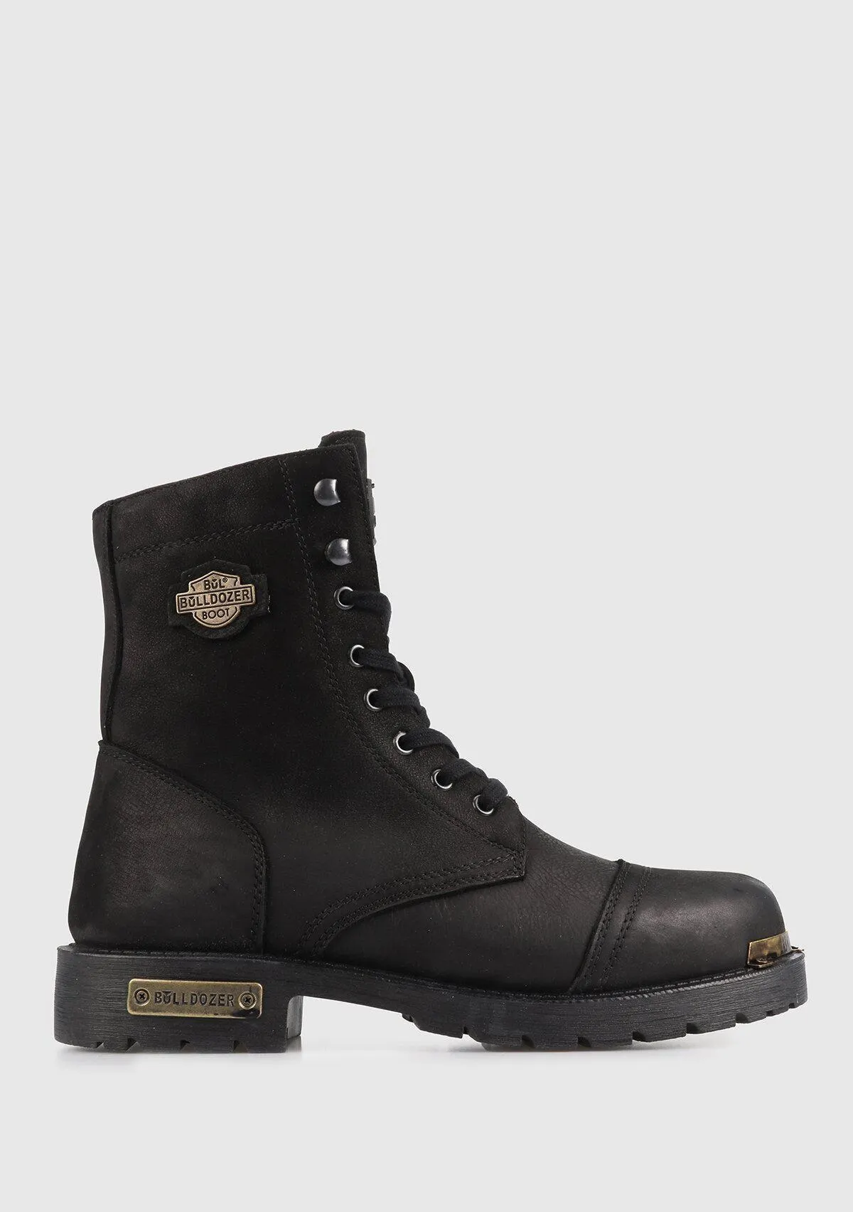 Bulldozer Siyah Deri Erkek Bot