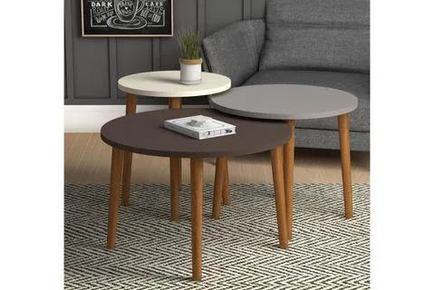 ROMA ORTA SEHPA TAKIMI, KREM GRİ KAHVE (NT3-802)