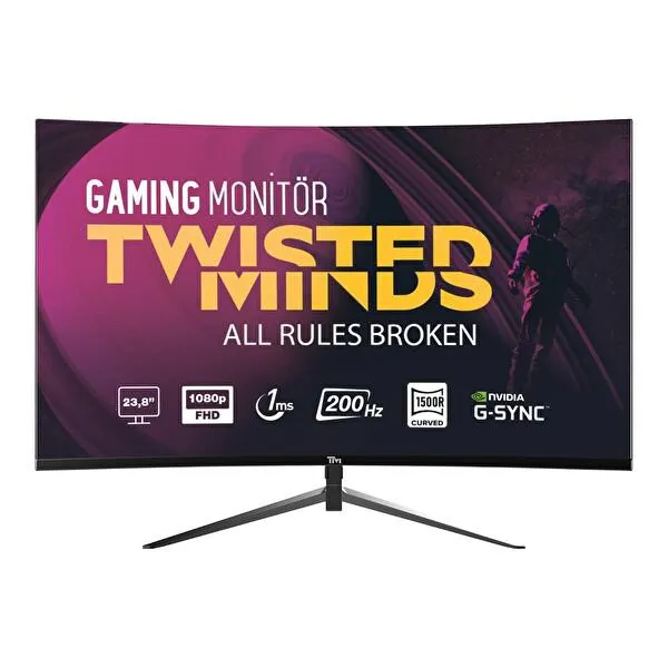 TM24RFA-2 23.8" 200 Hz 1 MS HDMI DP Kavisli Adaptive Sync Çerçevesiz FHD Gaming Monitör