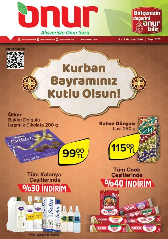 Katalog Onur Market Katalog 6 Haziran - 20 Haziran 2024 - aktüel Sayfa 1