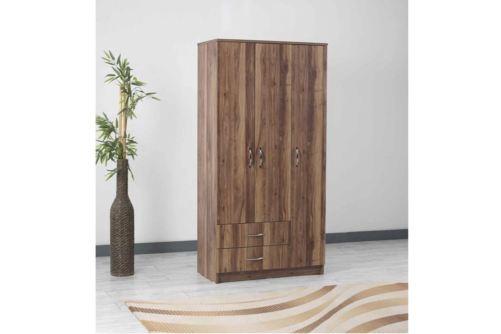 NEVA HOME GARDIROP, 3 KAPAKLI ÇEKMECELİ, CEVİZ (HN2-106)