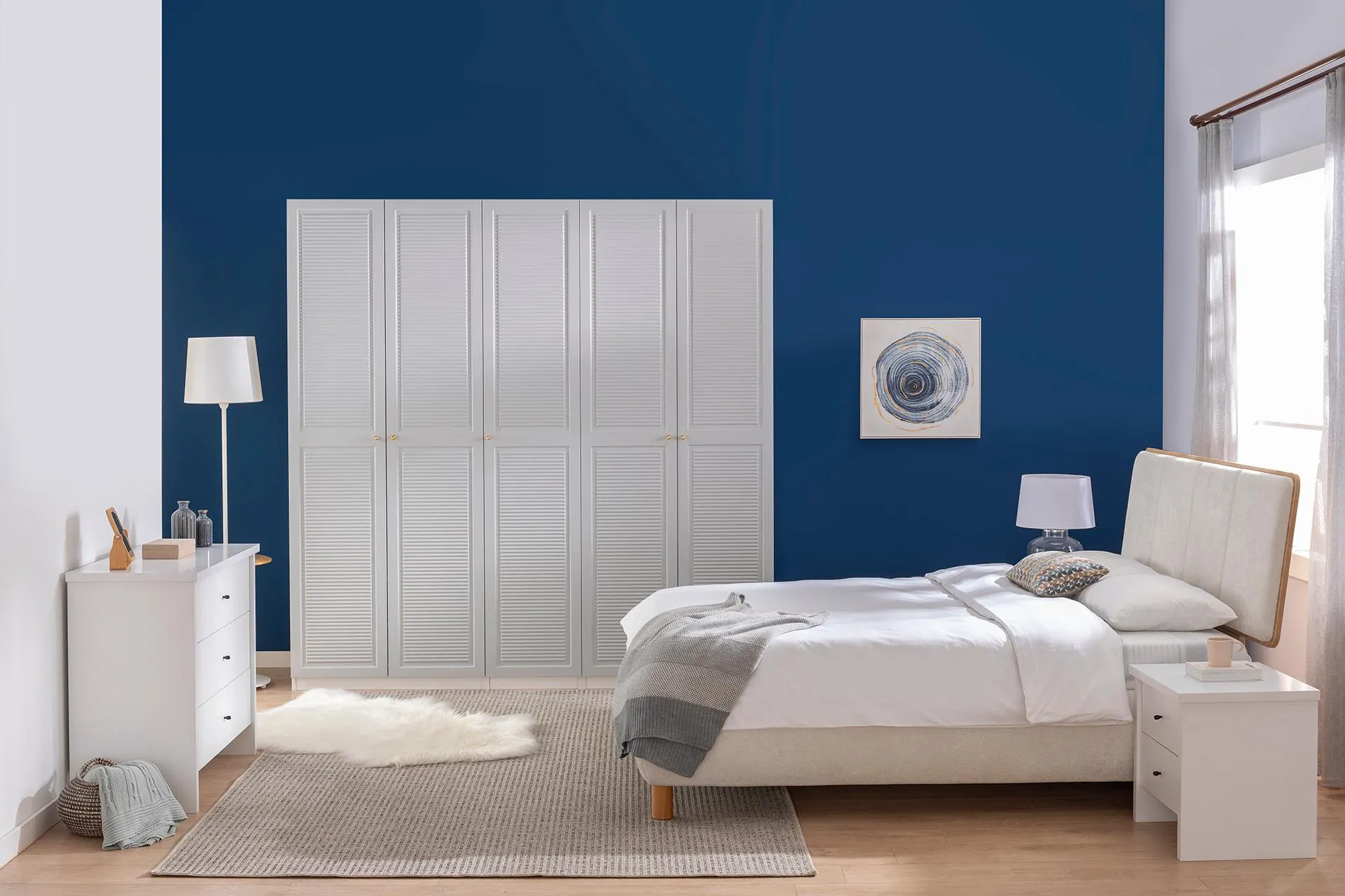 LUNA NOX, YATAK ODASI TAKIMI, PANJUR GARDIROP, 5 KAPAKLI (TX3-786) by Luna Bedding