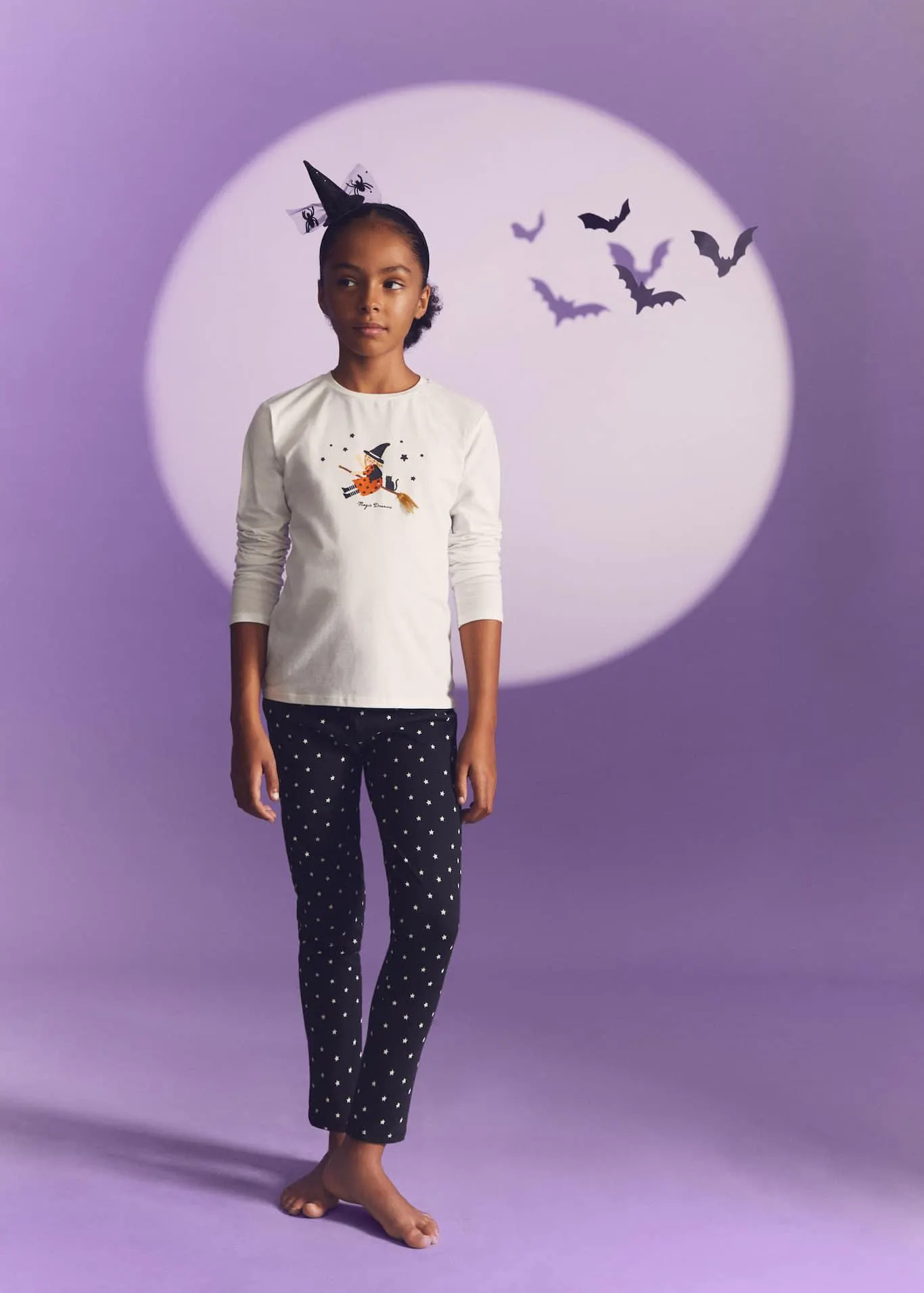 Desenli pamuklu uzun pijama