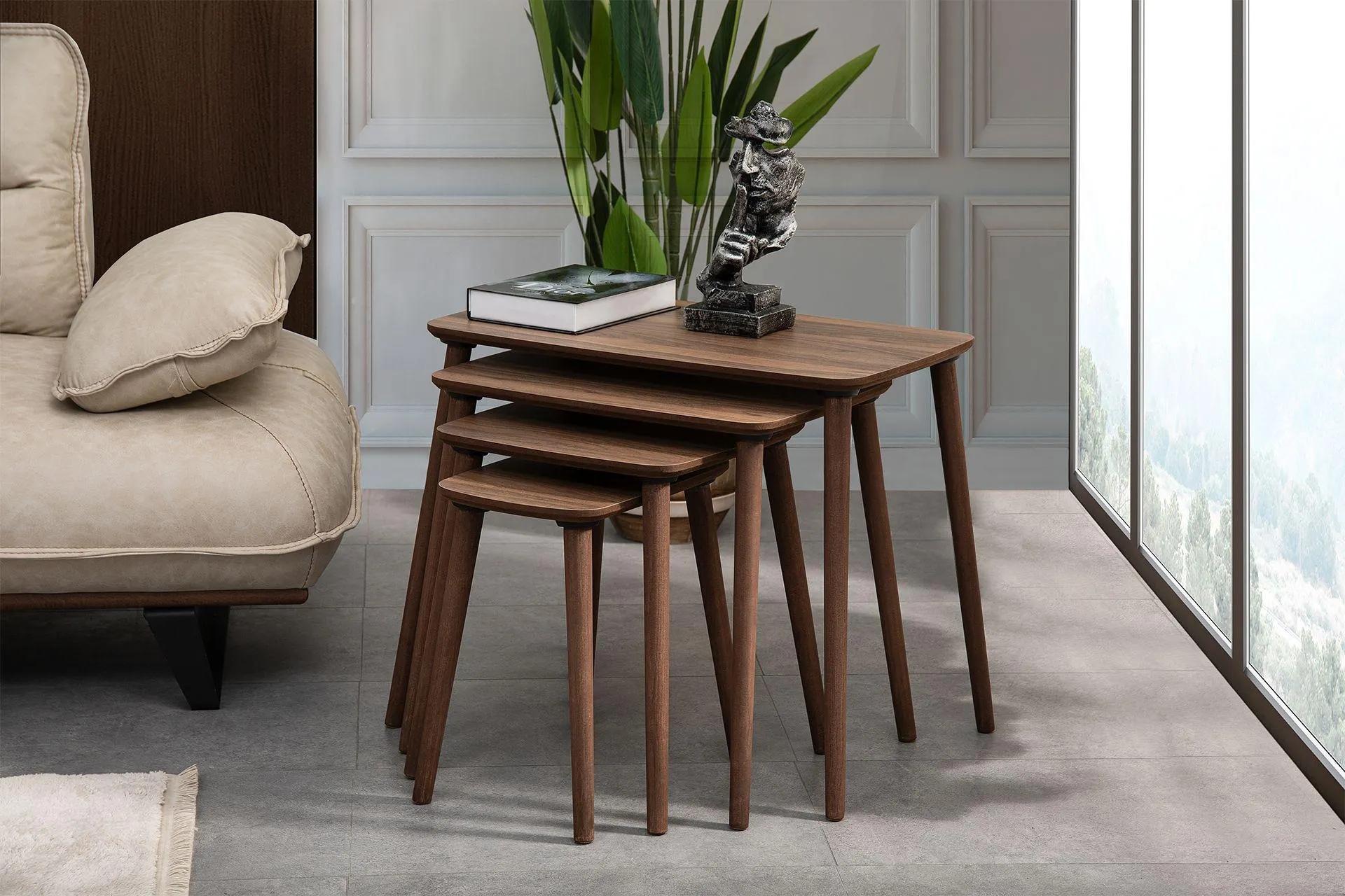 Luci Zigon Sehpa, Dörtlü, Ceviz