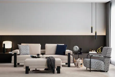 DEEP LİVİNG KOLTUK TAKIMI, BEJ LACİVERT (LS6-244)