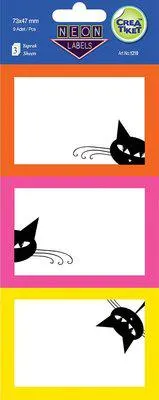 Crea Neon Kedili Desen Etiket