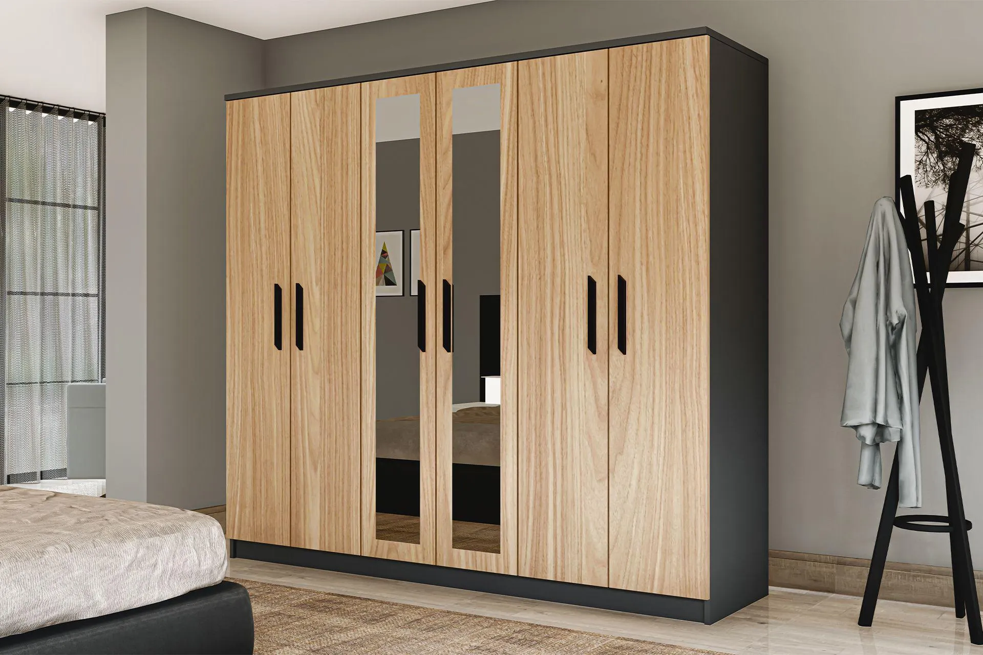 GM 088 GARDIROP, 6 KAPAKLI AYNALI, SONOMO ANTRASİT (MF5-334)