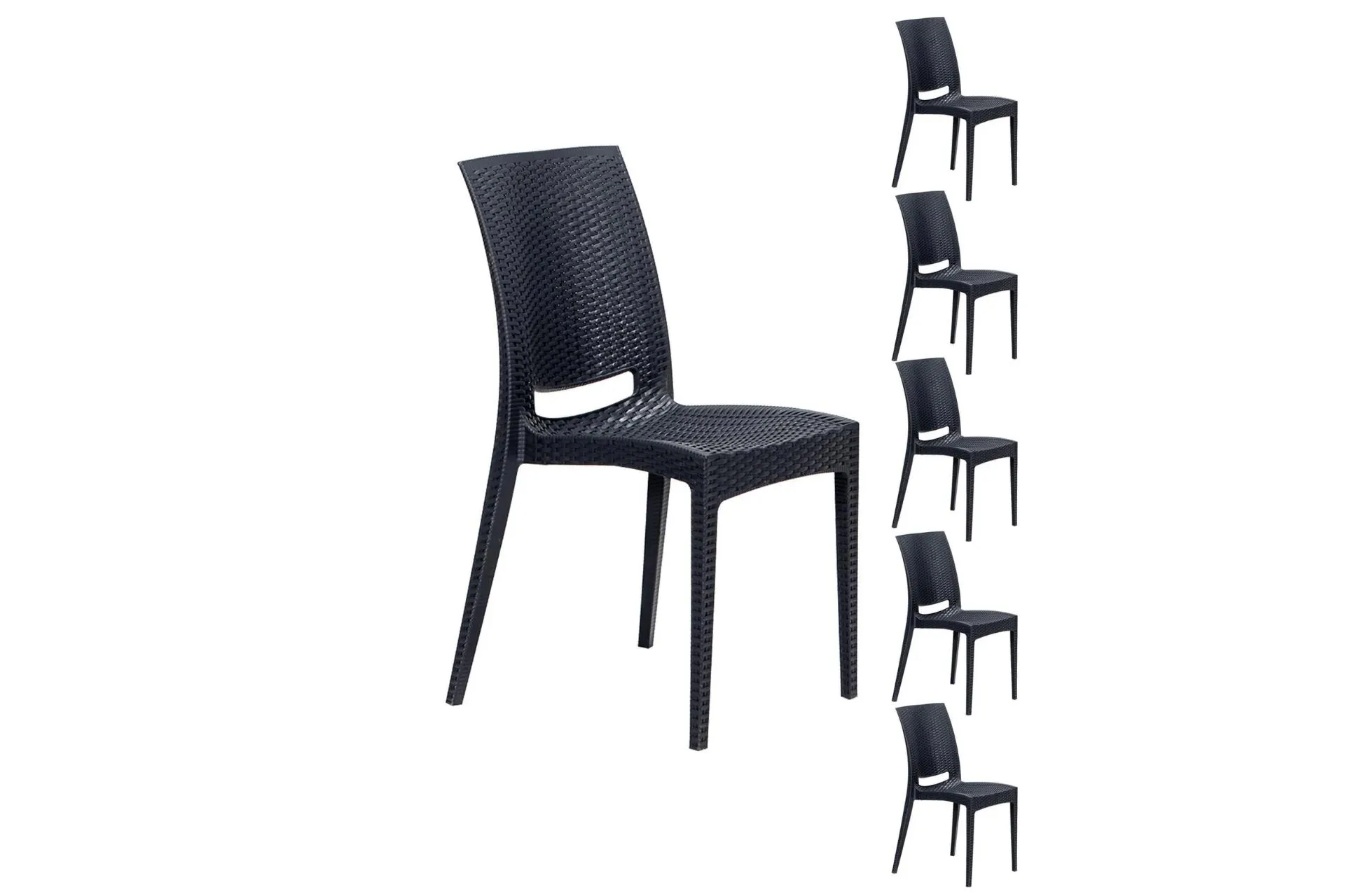 6 ADET RATTAN KOLSUZ SANDALYE, ANTRASİT (MO2-300)