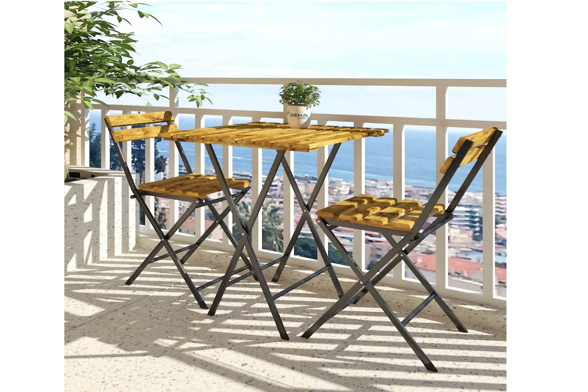 Dehalimited Bahçe Balkon Katlanır Doğal Ahşap Bistro Takımı