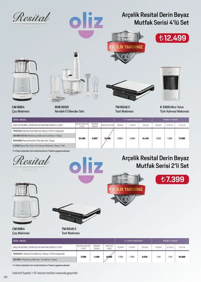 Katalog Arçelik Genel Kataloğu 1 Haziran - 15 Haziran 2024 - aktüel Sayfa 68
