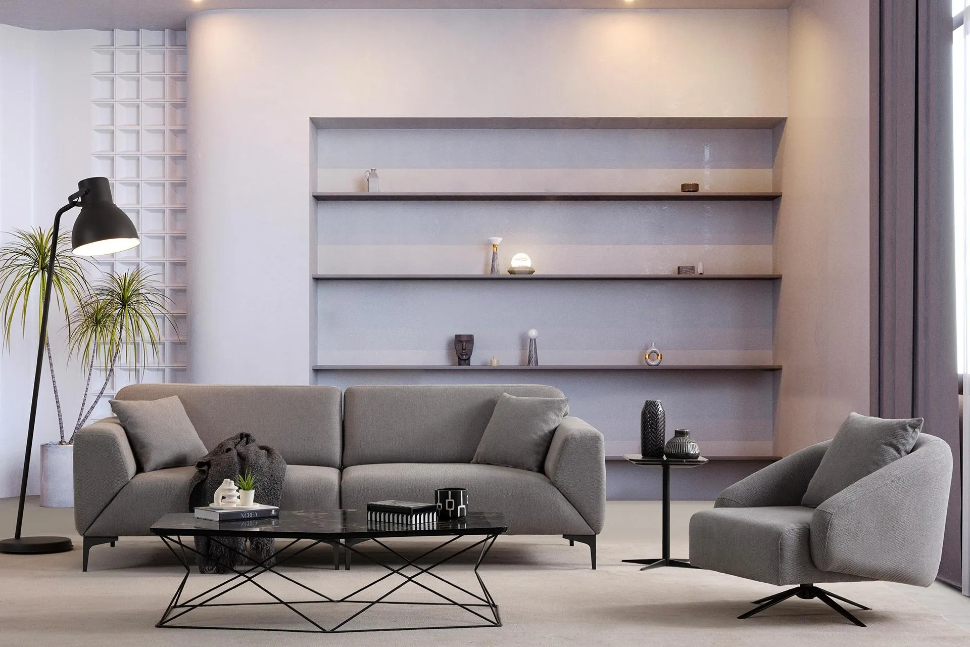 MUNDO KOLTUK TAKIMI, GRİ, SİYAH AYAK (MU2-164)