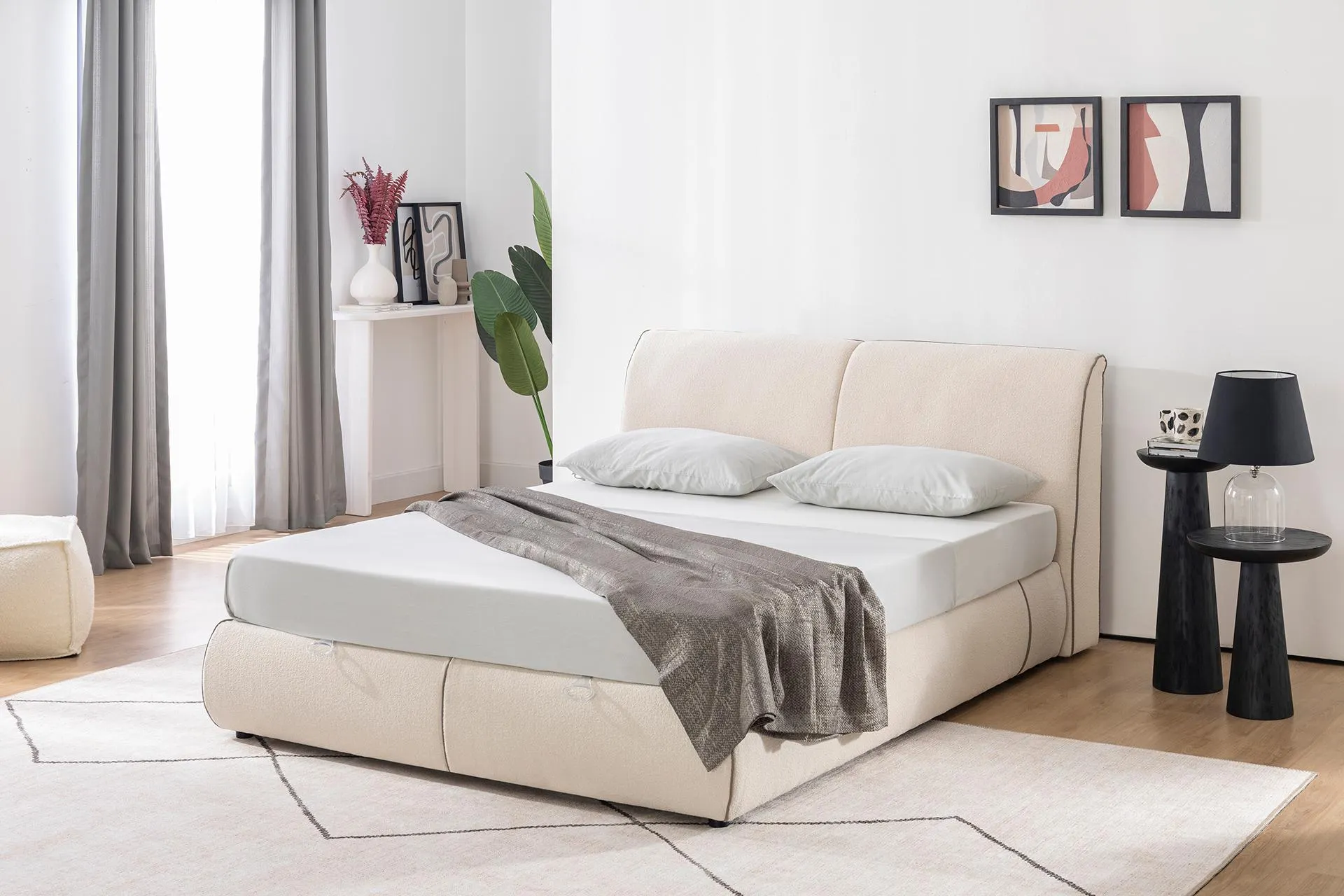 LUNA LOWY BAZA VE BAŞLIK SETİ, EKRU, 120X200 (PY3-2301) by Luna Bedding