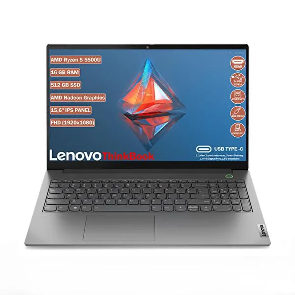 ThinkBook 15 G3 ACL 21A40039TX+165 AMD Ryzen 5 5500U 15.6" 16 GB RAM 512 GB SSD FHD FreeDOS Taşınabilir Bilgisayar