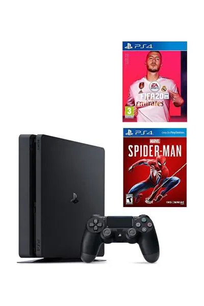 Playstation 4 Slim 500 GB Oyun Konsolu + Fifa 2020 PS4 Oyun + Spider Man PS4 Oyun (İthalatçı Garantili)